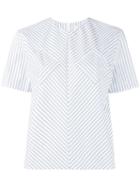 J.w.anderson Contrast Pocket Striped Top, Women's, Size: 10, White, Cotton