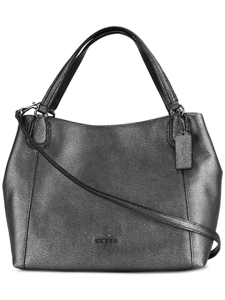 Coach Detachable Strap Metallic Tote, Women's, Grey, Calf Leather