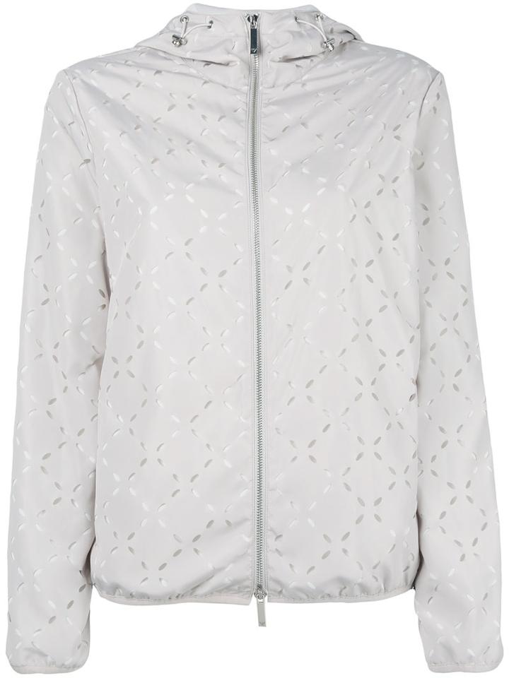 Emporio Armani Cut-out Detail Hooded Jacket, Women's, Size: 40, Nude/neutrals, Polyester