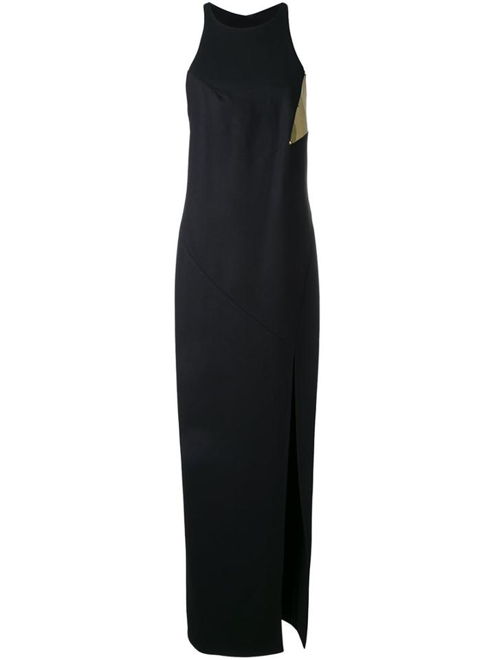 Jay Ahr Gold-tone Detail Slit Dress, Women's, Size: 34, Black, Wool