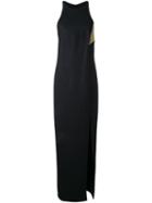 Jay Ahr Gold-tone Detail Slit Dress, Women's, Size: 34, Black, Wool