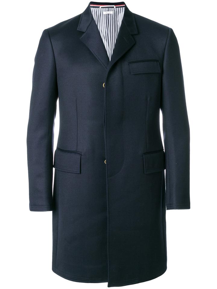 Thom Browne Single Breasted Coat - Blue