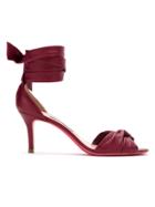 Zeferino Lace Up Leather Sandals - Red