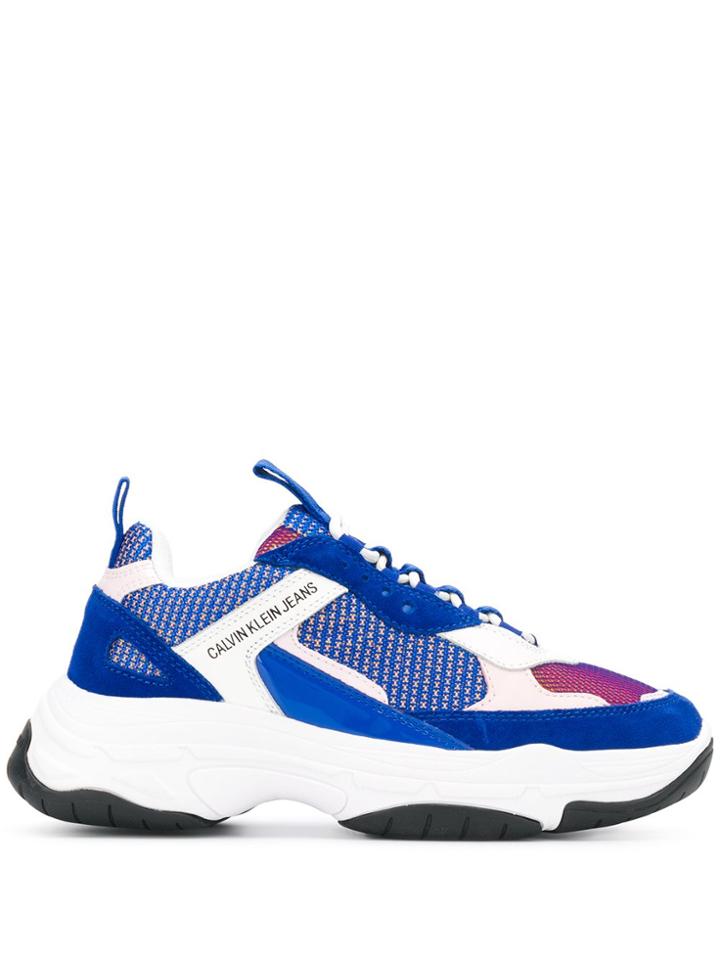 Calvin Klein Jeans Suede Panel Oversized Sneakers - Blue