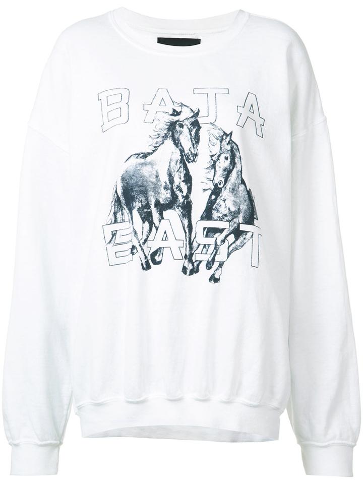 Baja East Horse Print Sweatshirt, Women's, Size: 1, White, Cotton/polyester/modal
