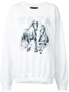 Baja East Horse Print Sweatshirt, Women's, Size: 1, White, Cotton/polyester/modal