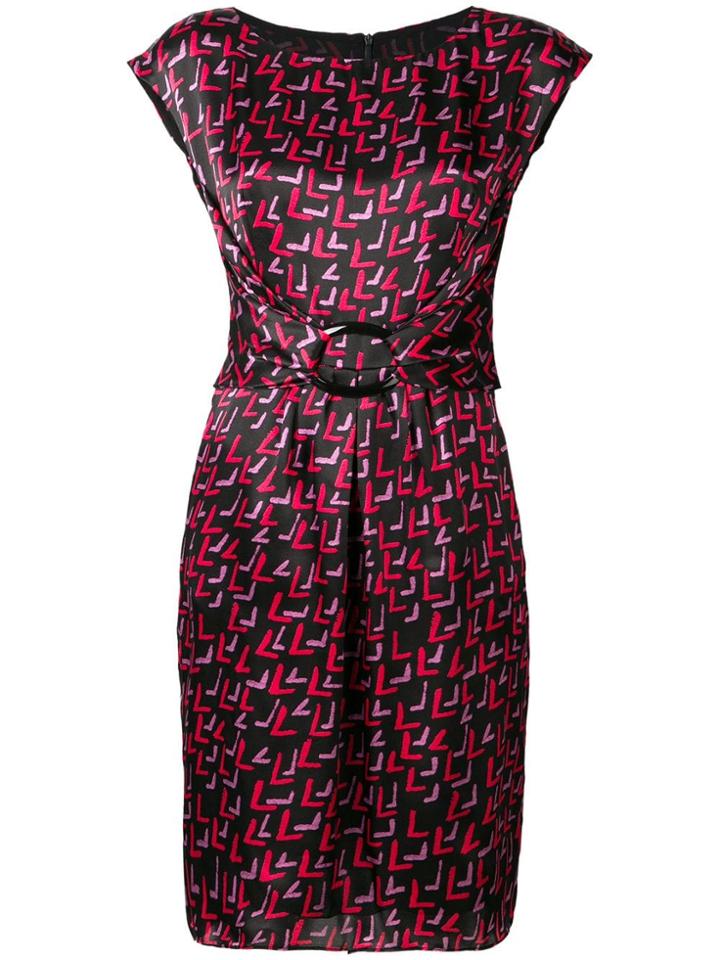 Emporio Armani Geometric Printed Buckle Dress - Black