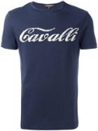 Roberto Cavalli Vintage Effect Logo T-shirt, Men's, Size: Small, Blue, Cotton