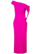 Christian Siriano One-shoulder Midi Shift Dress - Pink & Purple