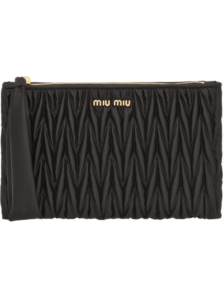 Miu Miu Matelassé Zipped Pouch - Black