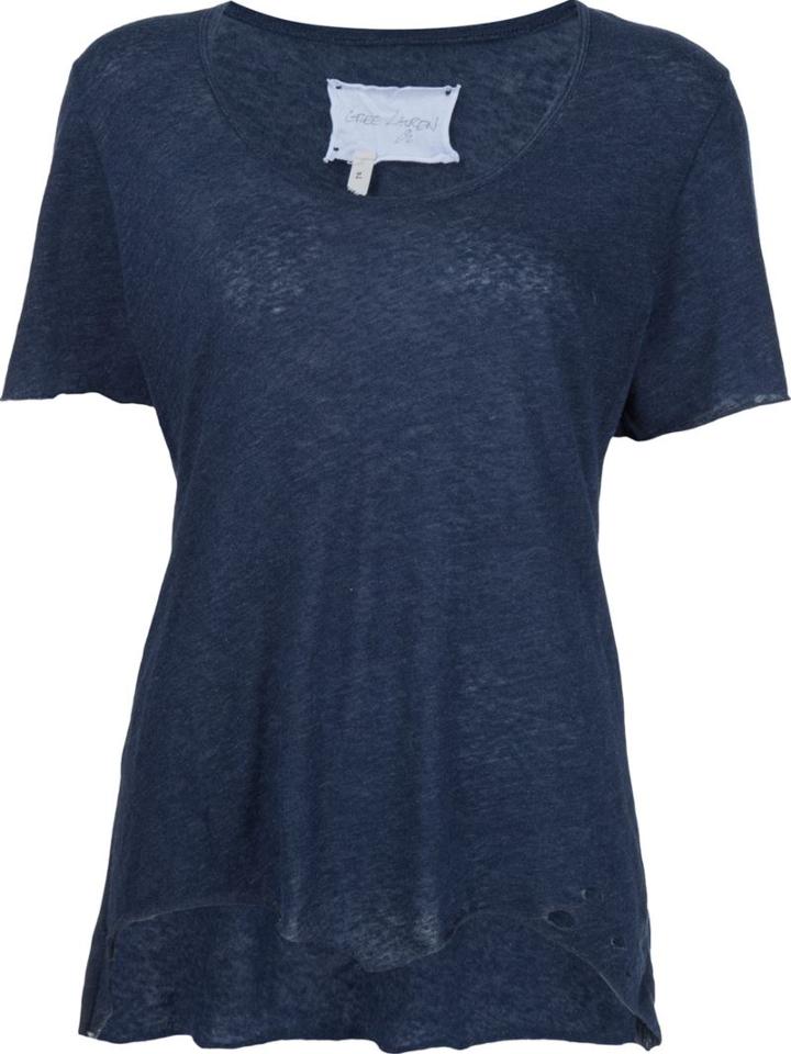 Greg Lauren Slouchy Crew Neck T-shirt, Women's, Size: 1, Blue, Cotton