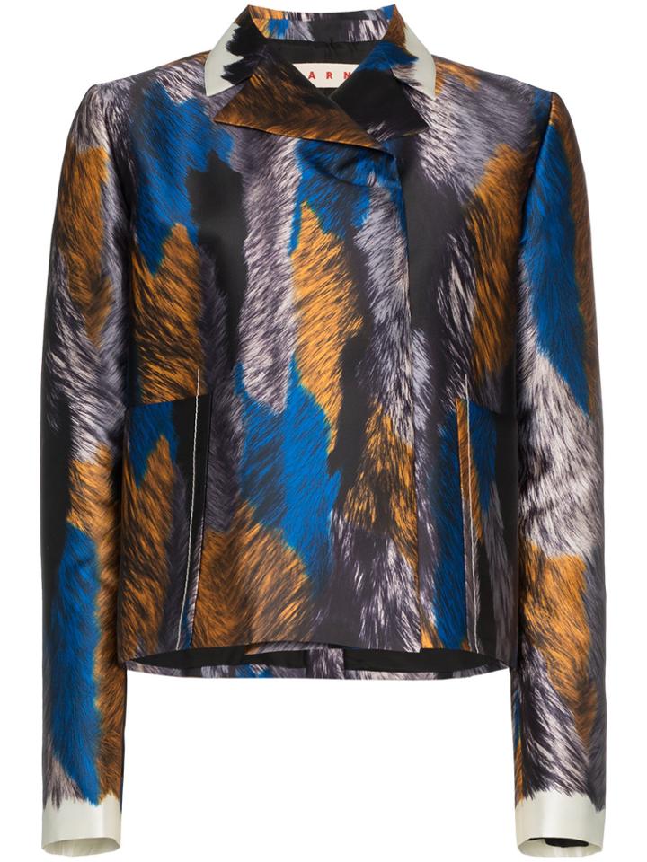Marni Printed Cropped Silk Jacket - Multicolour