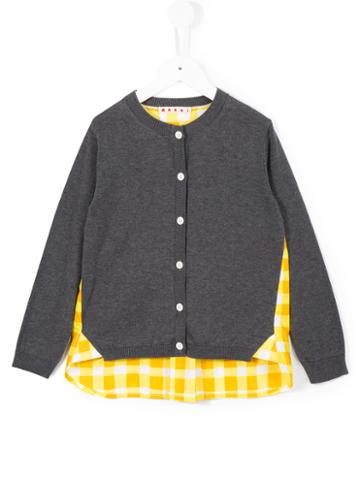 Marni Kids Contrast Checked Panel Cardigan, Girl's, Size: 12 Yrs, Blue