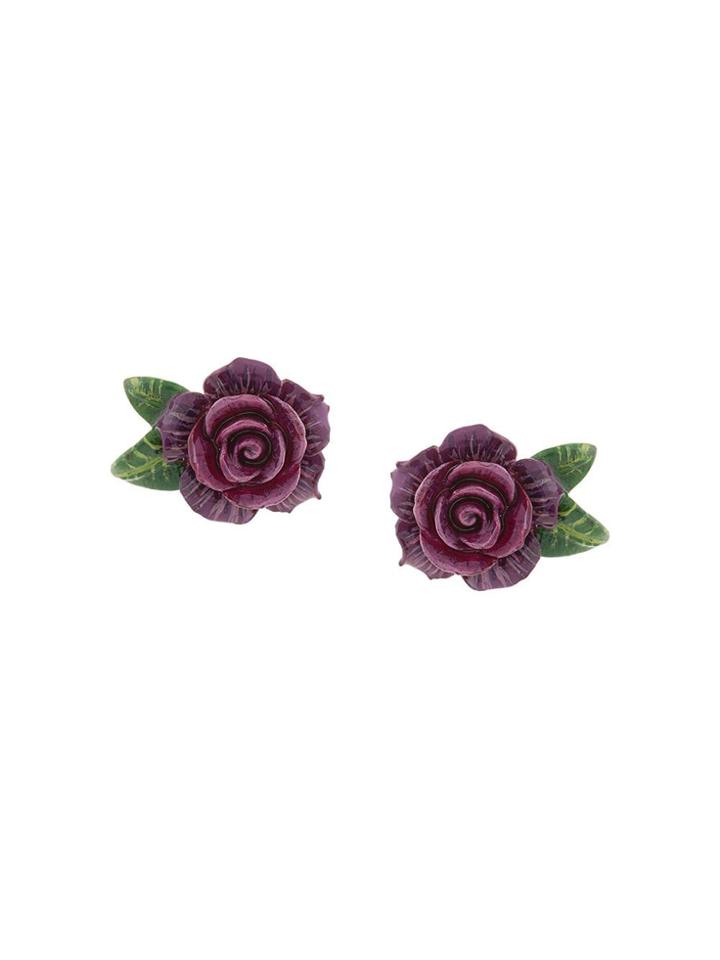 Dolce & Gabbana Rose Clip-on Earrings - Purple
