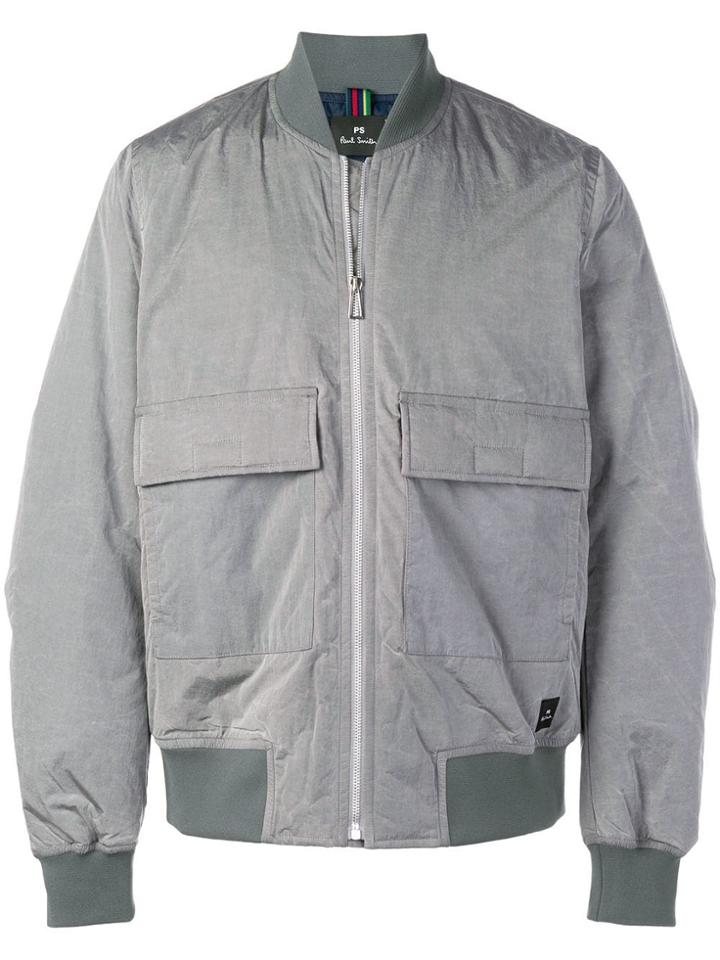 Ps By Paul Smith Flap Pocket Bomber Jacket - Grey
