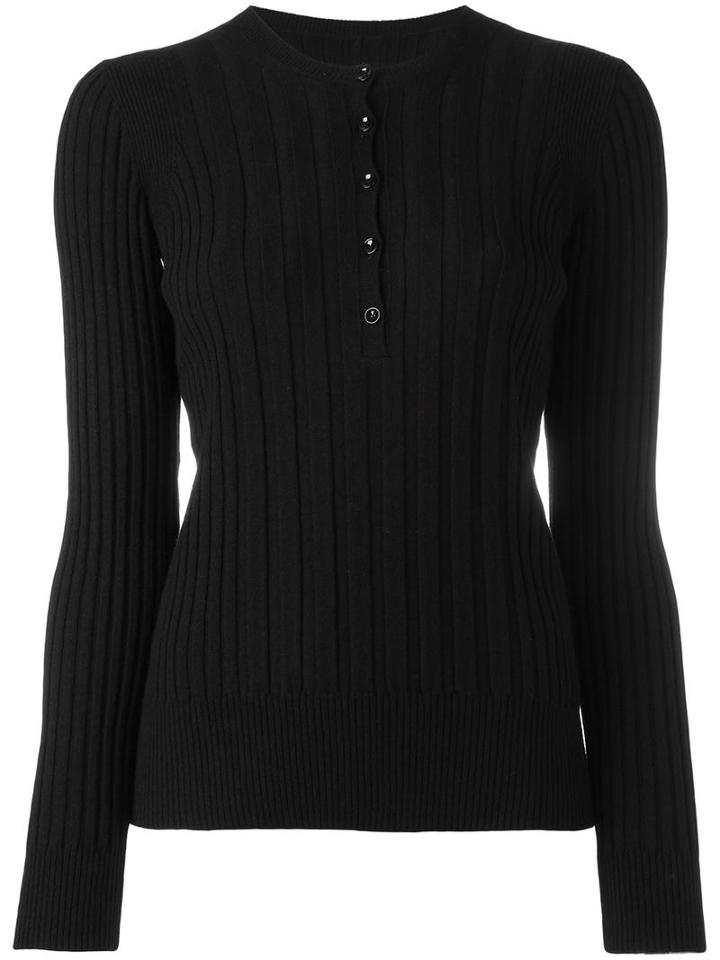 Maison Margiela Rubbed Button Placket Top, Women's, Size: Medium, Black, Wool/viscose/cashmere/polyamide