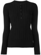 Maison Margiela Rubbed Button Placket Top, Women's, Size: Medium, Black, Wool/viscose/cashmere/polyamide