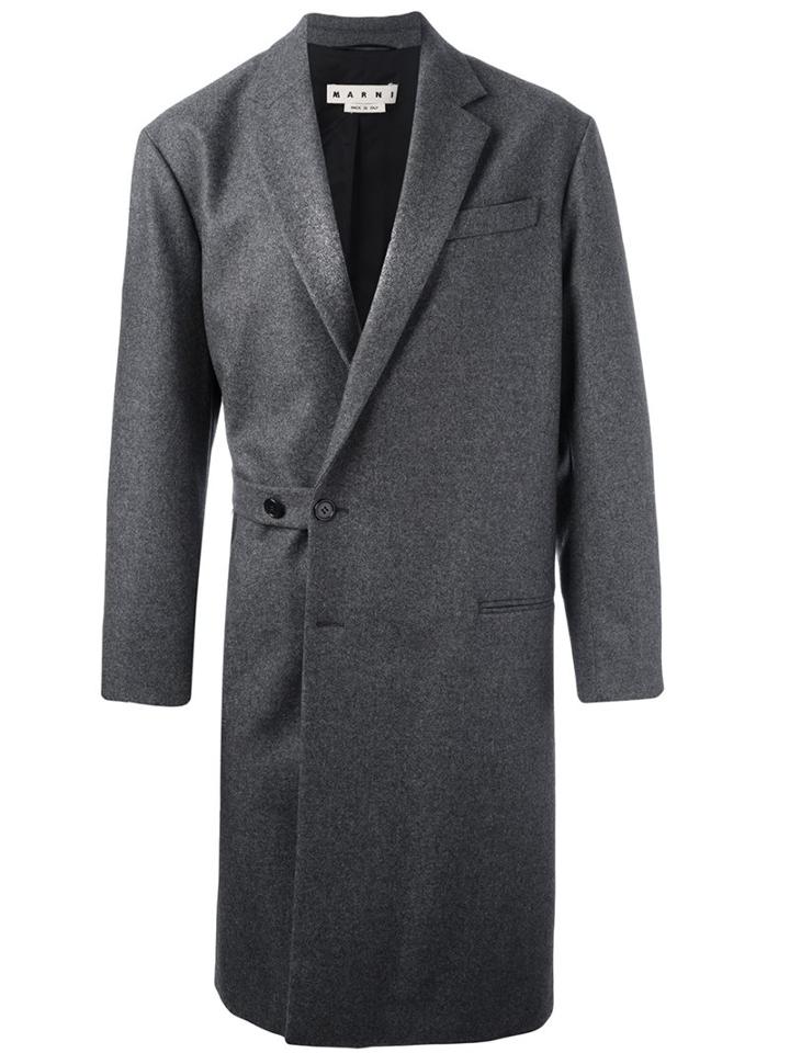 Marni Mid-length Coat, Men's, Size: 46, Grey, Cotton/polyamide/spandex/elastane/virgin Wool