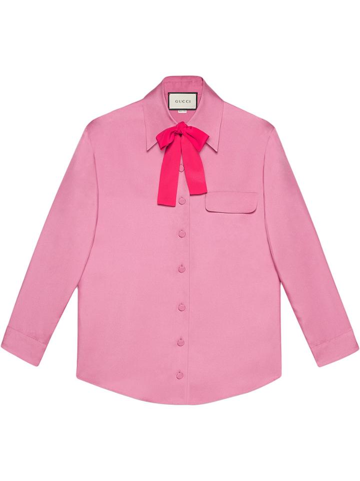 Gucci Silk Bow Shirt - Pink & Purple