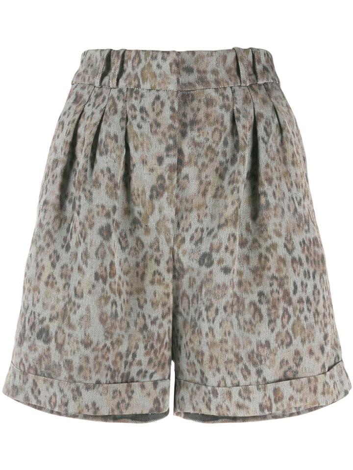 Iro Leopard Print Bermuda Shorts - Grey