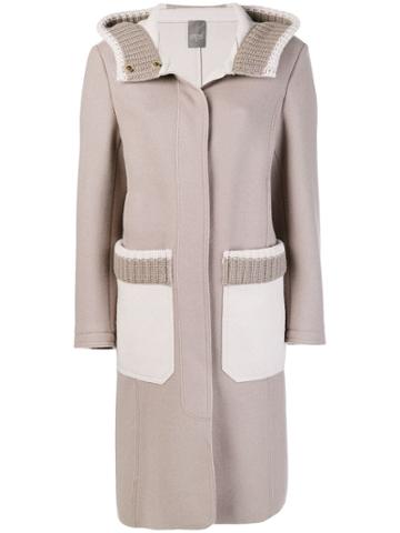 Lorena Antoniazzi Knitted Trim Coat - Grey