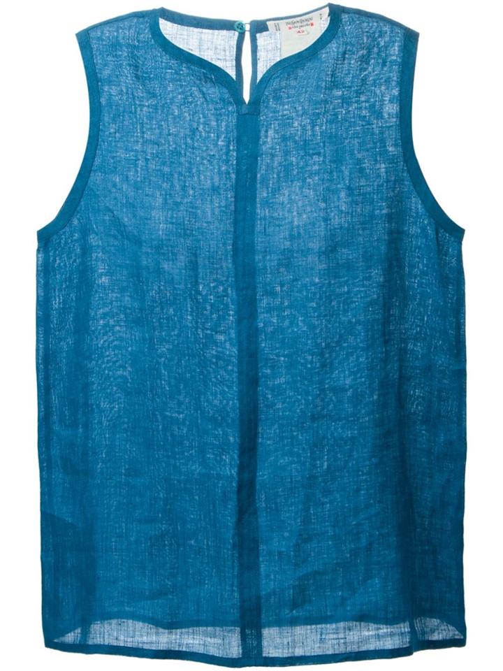 Yves Saint Laurent Vintage Sleeveless Blouse - Blue