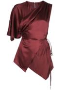 Yigal Azrouel Satin Tie Neck Blouse - Red