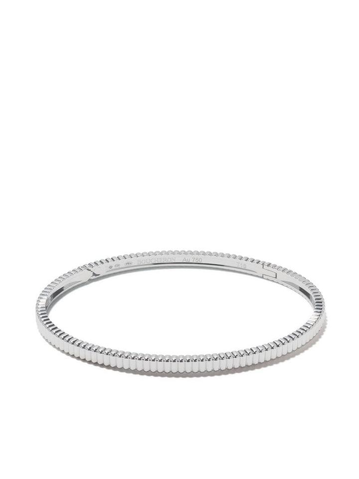 Boucheron 18kt White Gold Quatre Grosgrain Bangle - Wg