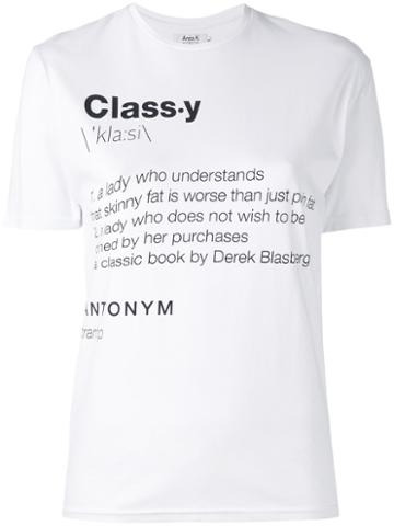 Anna K - Slogan Printed T-shirt - Women - Cotton/spandex/elastane - M, White, Cotton/spandex/elastane