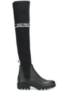Miu Miu Over The Knee Logo Sock Boots - Black