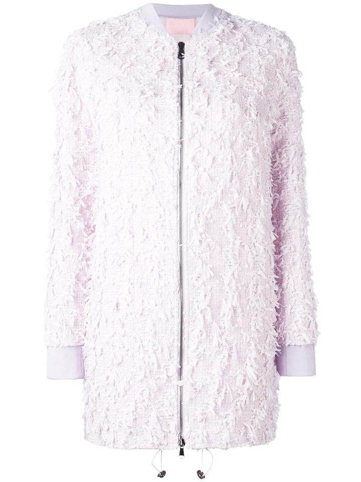 Giamba Frayed Elongated Bomber Jacket, Size: 40, Pink/purple, Viscose/wool/polyimide/cupro