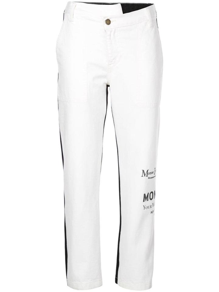 Monse Two-tone Branded Jeans - White