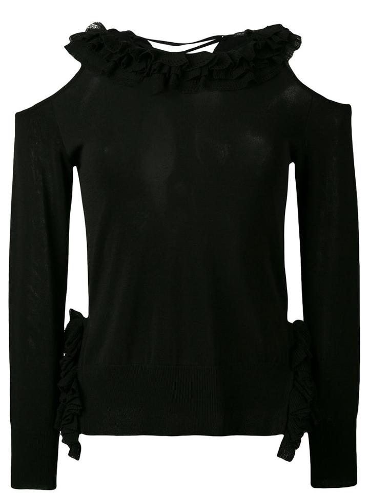 Ermanno Scervino - Cold Shoulder Top - Women - Polyamide/polyester/viscose - 42, Women's, Black, Polyamide/polyester/viscose