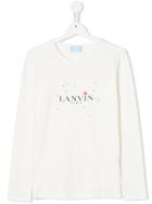 Lanvin Enfant Teen Logo-print Long Sleeve T-shirt - White