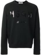 Msgm Logo Print Sweatshirt, Men's, Size: L, Black, Cotton