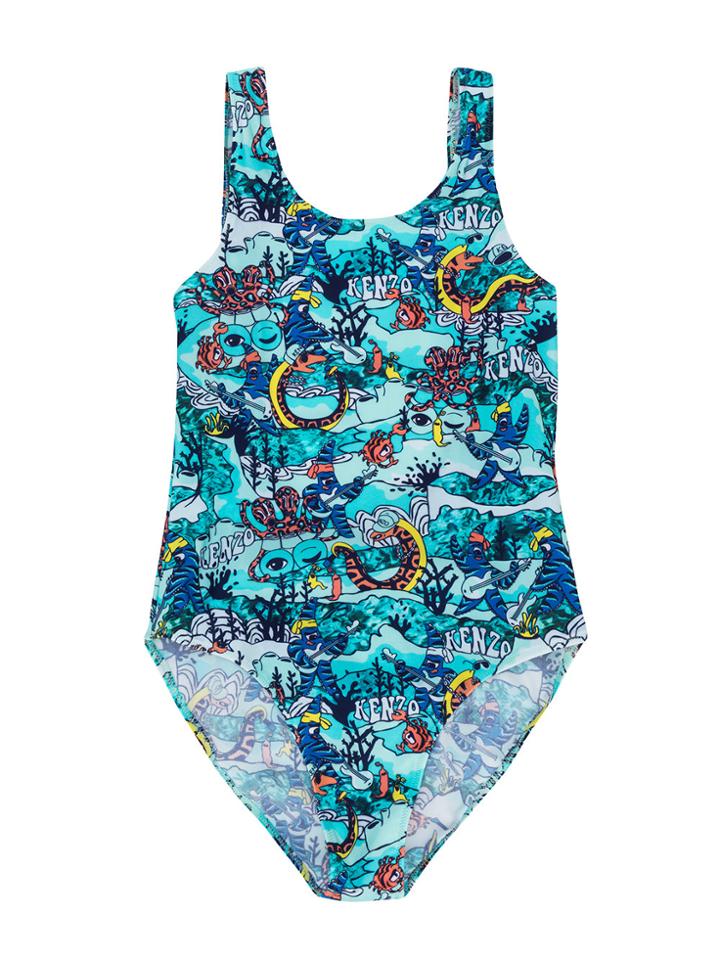 Kenzo Kids Teen Printed Swimsuit - Blue