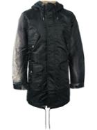 Diesel Hooded Coat, Men's, Size: Large, Black, Calf Leather/nylon/polyester
