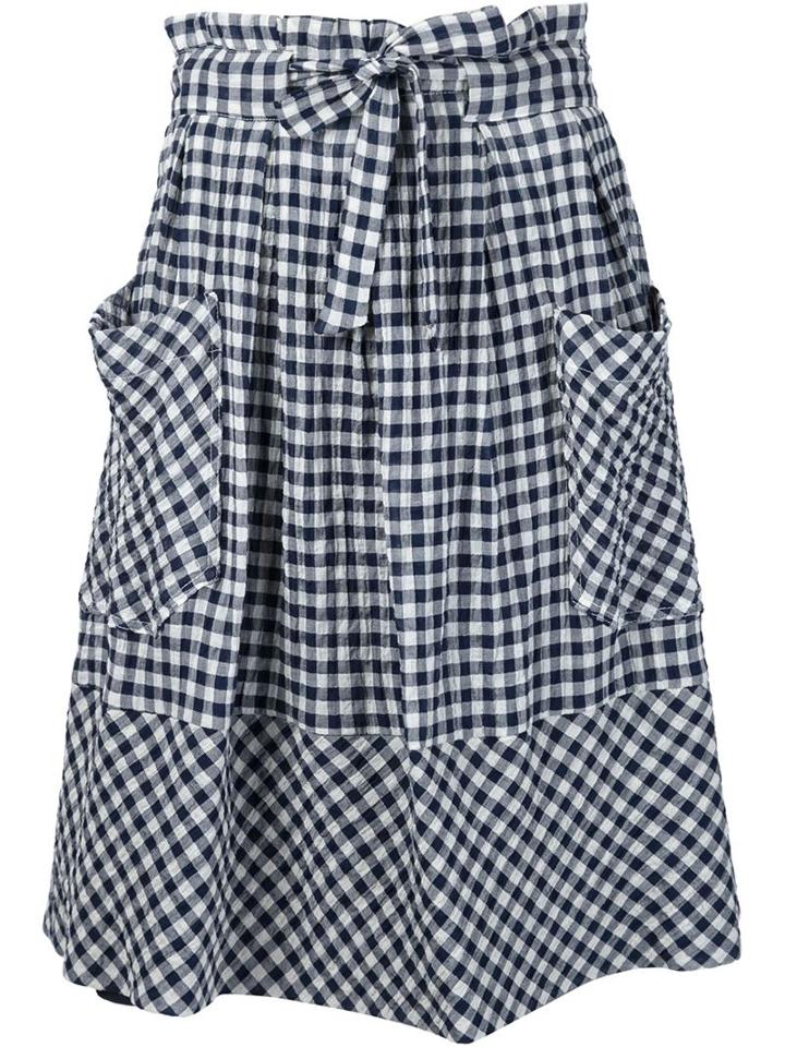 Sea Gingham Midi Skirt