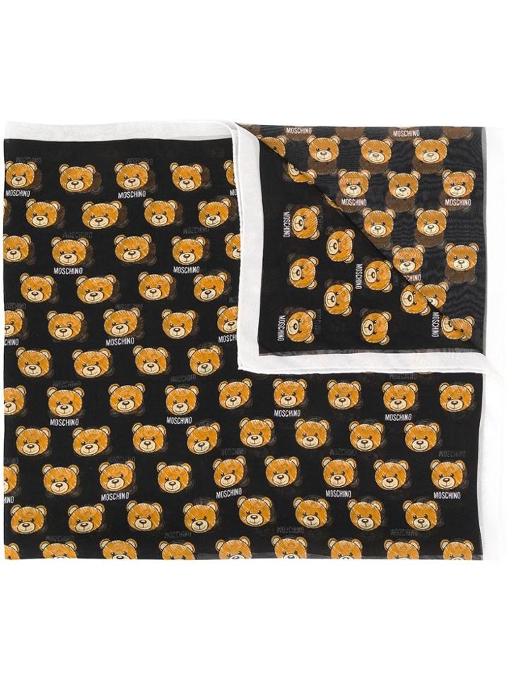 Moschino Printed Teddy Bear Scarf - Black