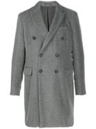 Emporio Armani Fitted Double-breasted Coat - Grey