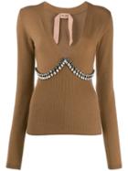 Nº21 Crystal Embellished Jumper - Neutrals