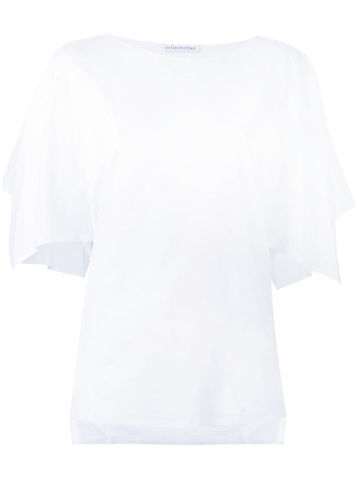 Stefano Mortari - Flutter Sleeve Blouse - Women - Cotton - 48, White, Cotton