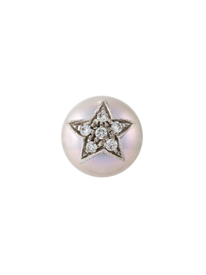 Carolina Bucci 18kt Gold Superstellar Pearl And Diamond Stud Earring -