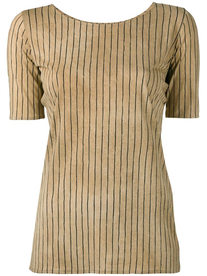 Uma Wang Striped Short Sleeve Top - Black