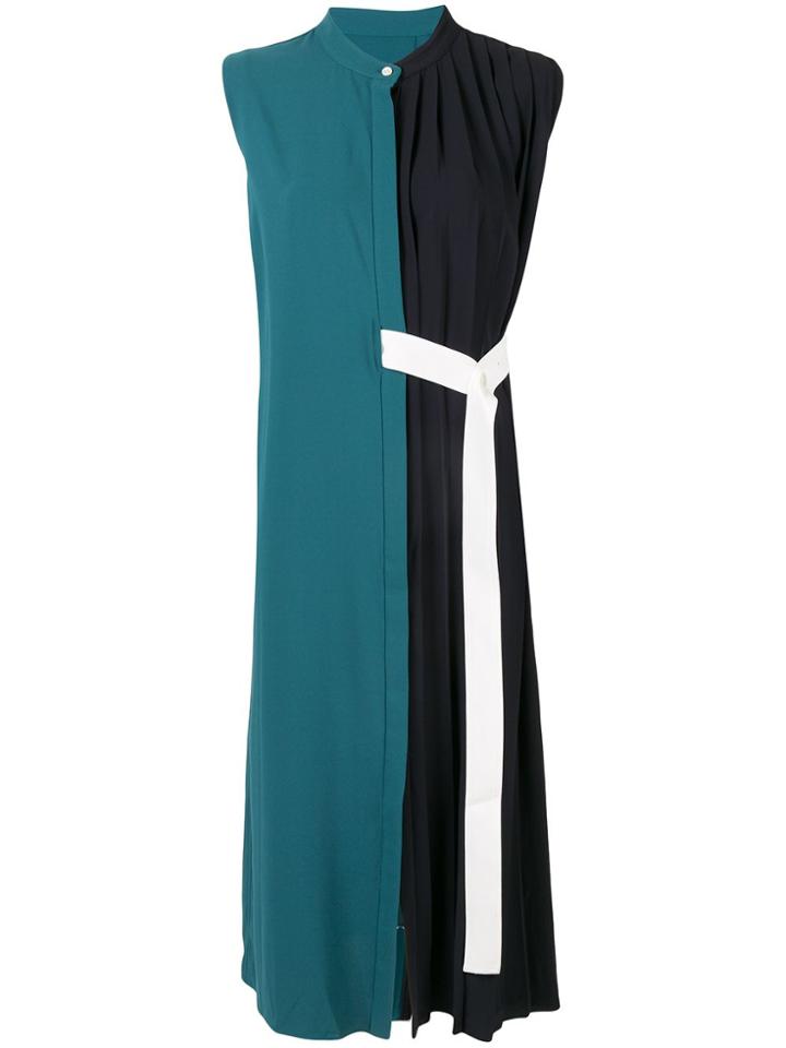 Le Ciel Bleu Two-tone Half Pleat Dress - Blue