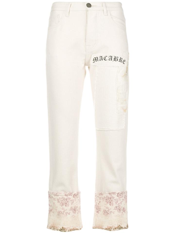 Hyein Seo Cropped Patchwork Jeans - White
