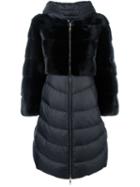 Liska Mink Fur Panel Puffer Coat, Women's, Size: Small, Black, Mink Fur/feather Down/polyester