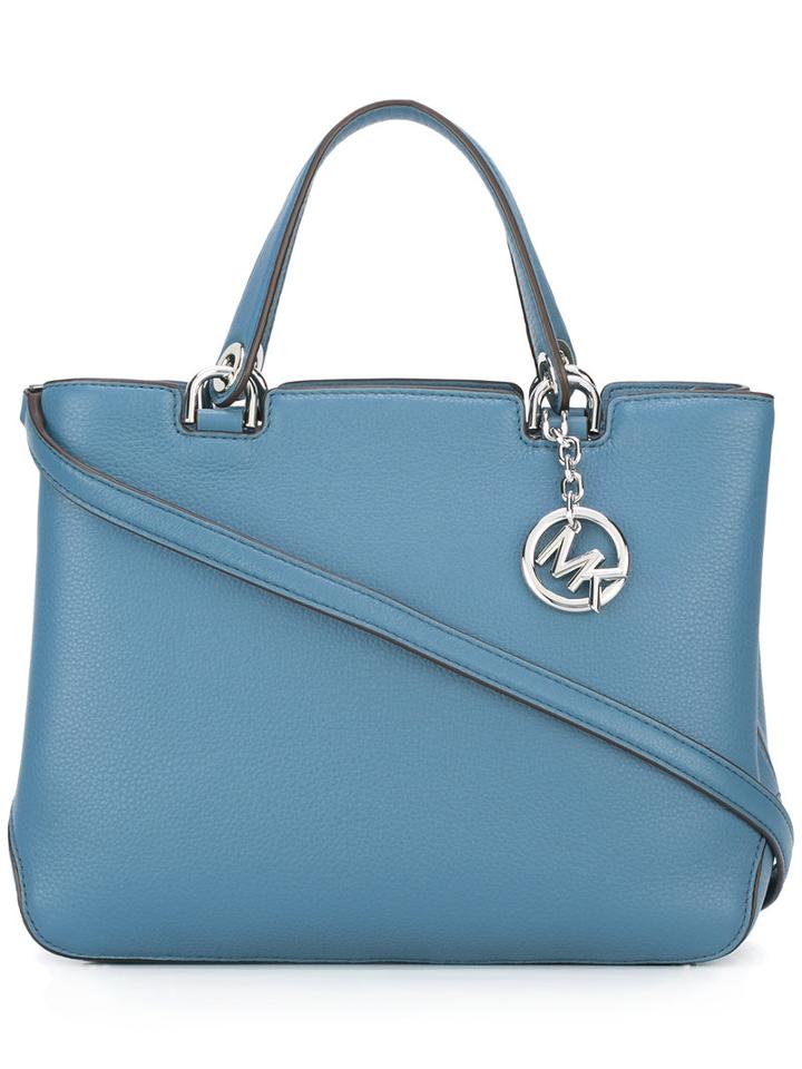 Michael Michael Kors Logo Chain Tote Bag, Women's, Blue, Leather