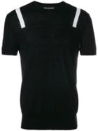 Neil Barrett Stripe Panel Short Sleeve Sweater - Black