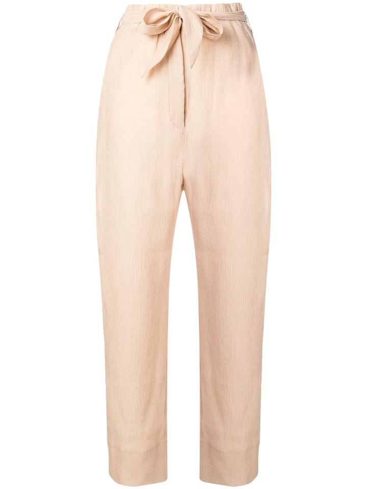 Nanushka Belted Straight-leg Trousers - Neutrals